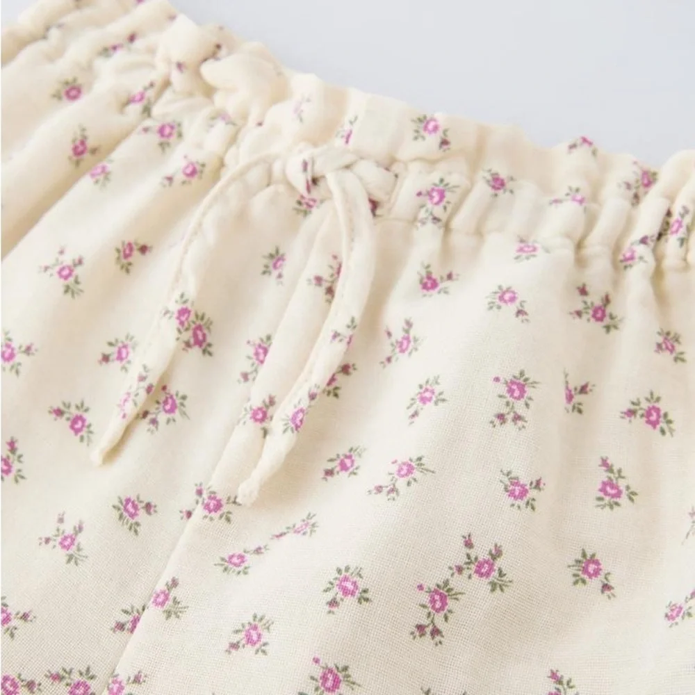 ZARA baby girl floral print crepe top and trousers set 2Y
